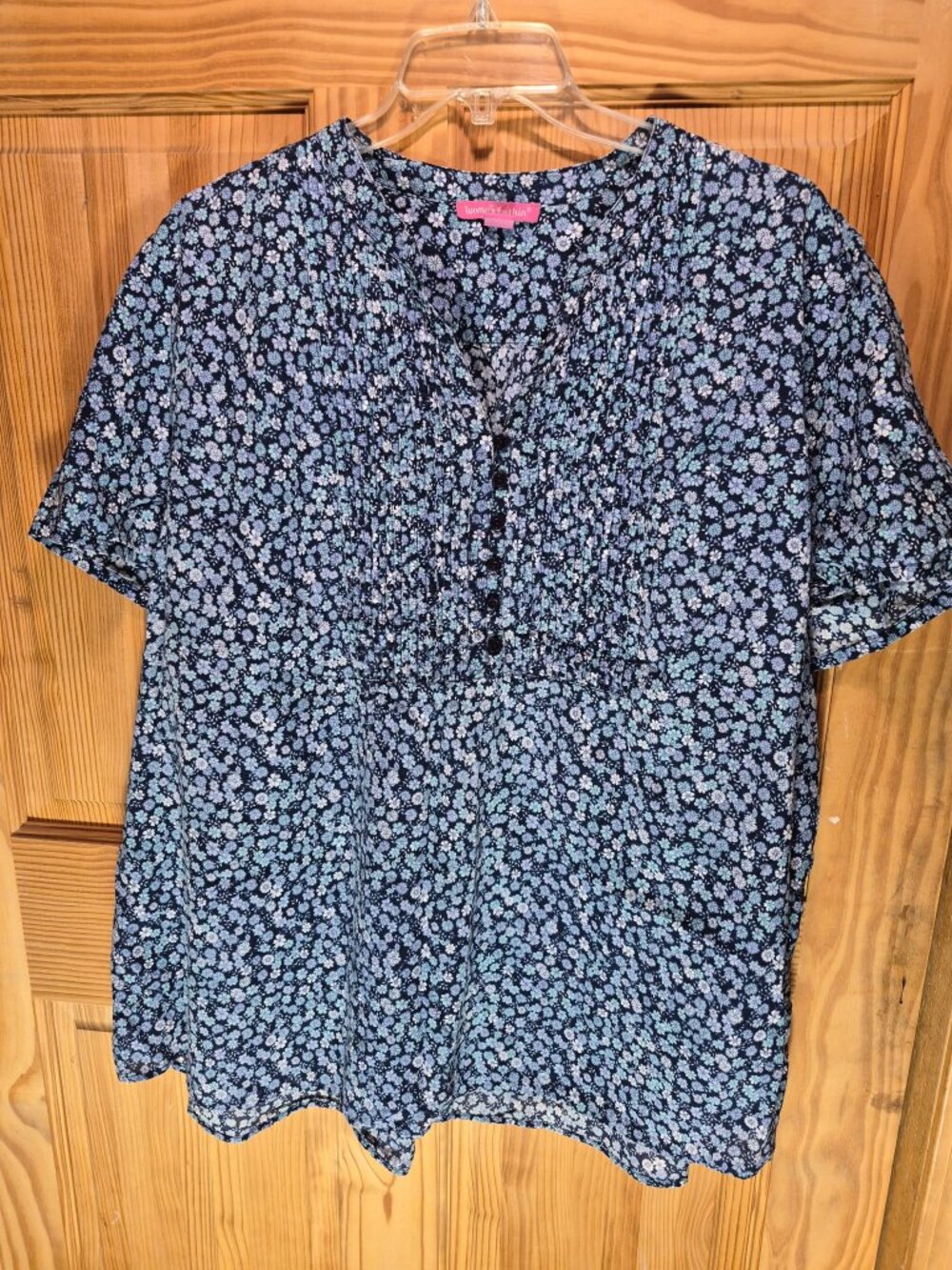 Woman Within 3X (30/32) Pleated Short Sleeve Top